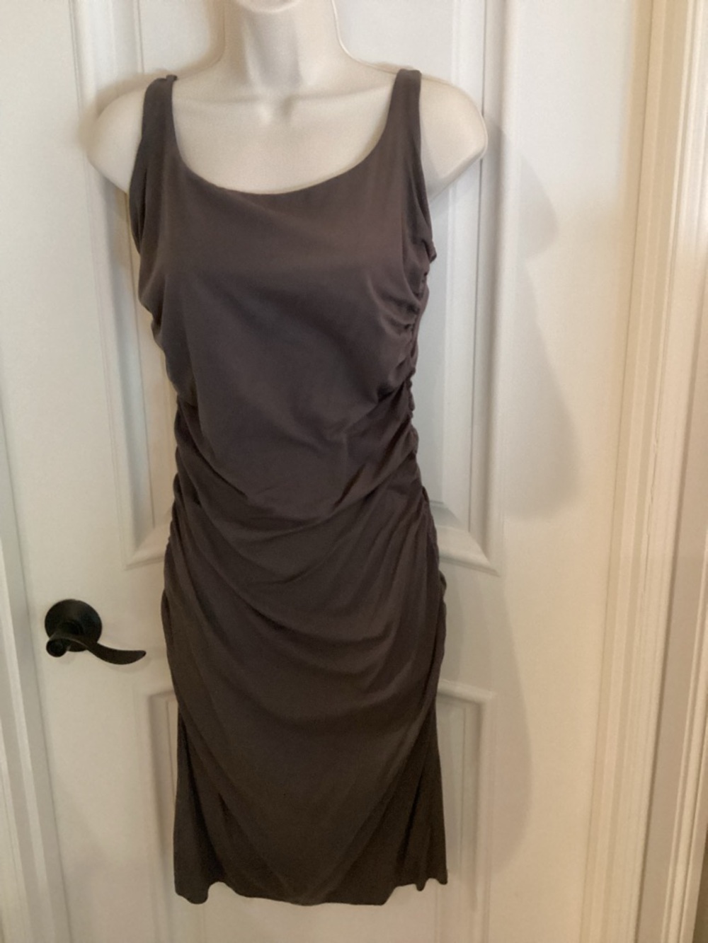 Susana Monaco Taupe Ruched Midi Dress